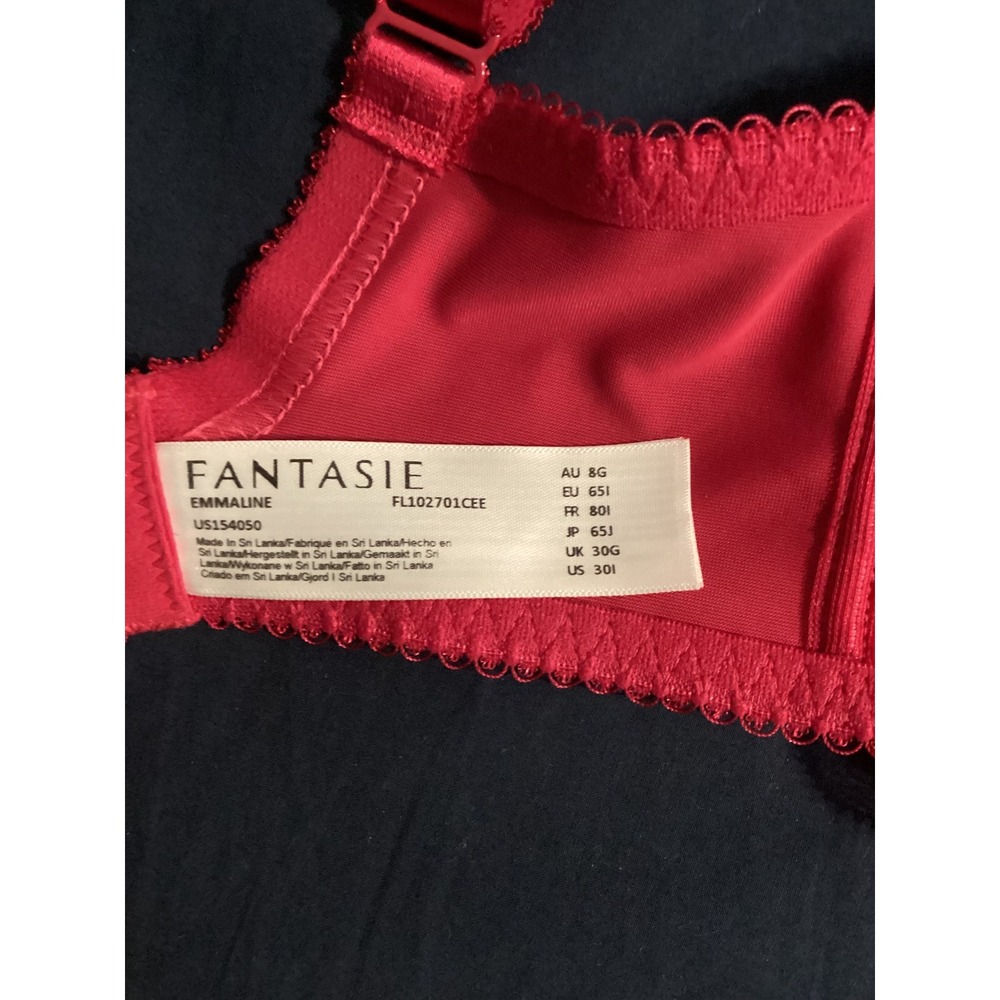 Fantasie Emmaline Side Support Bra Cerise Red Floral Lace 30G UK 30I US FL102701 - Picture 3 of 5